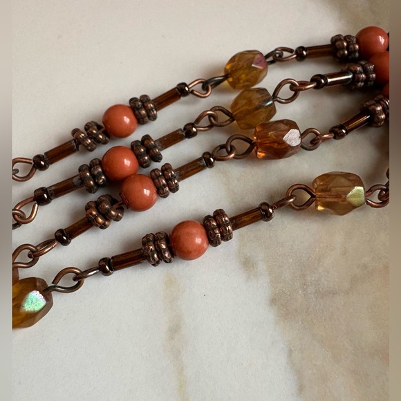 Vintage Avon Boho Medallion Necklace & Chandelier Earrings Set NIB 118 - Picture 9 of 14